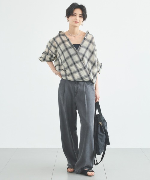 BARNYARDSTORM(バンヤードストーム)の「【先行予約】シアーチェックシャツ / JAPAN FABRIC【WEB限定カラー】(シャツ/ブラウス・レディース・ライトブルー/ベージュ/ブラウン/ブラック・S/M)」の13枚目の写真