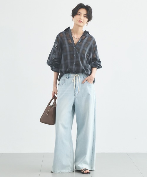 BARNYARDSTORM(バンヤードストーム)の「【先行予約】シアーチェックシャツ / JAPAN FABRIC【WEB限定カラー】(シャツ/ブラウス・レディース・ライトブルー/ベージュ/ブラウン/ブラック・S/M)」の7枚目の写真