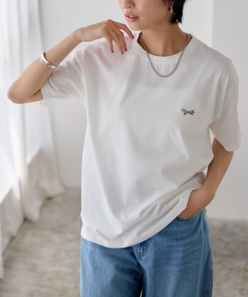 PENNEYS(ぺニーズ)の「【PENNEYS】イージーケアオーバーTシャツ(Tシャツ/カットソー・レディース・ネイビー/オフホワイト/ブラック・M/L)」の2枚目の写真
