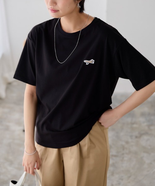 PENNEYS(ぺニーズ)の「【PENNEYS】イージーケアオーバーTシャツ(Tシャツ/カットソー・レディース・ネイビー/オフホワイト/ブラック・M/L)」の3枚目の写真