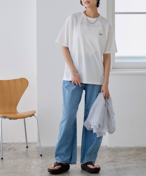 PENNEYS(ぺニーズ)の「【PENNEYS】イージーケアオーバーTシャツ(Tシャツ/カットソー・レディース・ネイビー/オフホワイト/ブラック・M/L)」の4枚目の写真