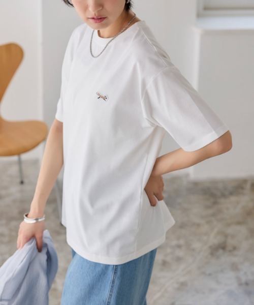 PENNEYS(ぺニーズ)の「【PENNEYS】イージーケアオーバーTシャツ(Tシャツ/カットソー・レディース・ネイビー/オフホワイト/ブラック・M/L)」の5枚目の写真