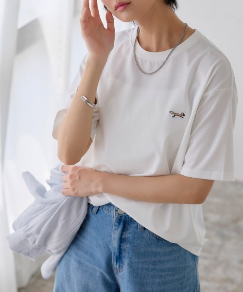 PENNEYS(ぺニーズ)の「【PENNEYS】イージーケアオーバーTシャツ(Tシャツ/カットソー・レディース・ネイビー/オフホワイト/ブラック・M/L)」の8枚目の写真