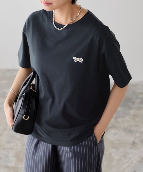 PENNEYS(ぺニーズ)の「【PENNEYS】イージーケアオーバーTシャツ(Tシャツ/カットソー・レディース・ネイビー/オフホワイト/ブラック・M/L)」の10枚目の写真