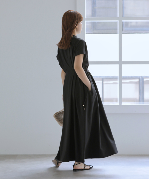 La TOTALITE（ラトータリテ）の「【洗える】フレンチタックシャツワンピース（ワンピース・レディース・ベージュ/ブラック・38/36）」の5枚目の写真