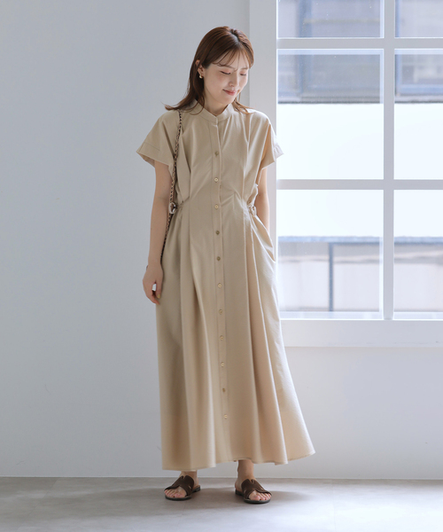 La TOTALITE（ラトータリテ）の「【洗える】フレンチタックシャツワンピース（ワンピース・レディース・ベージュ/ブラック・38/36）」の8枚目の写真