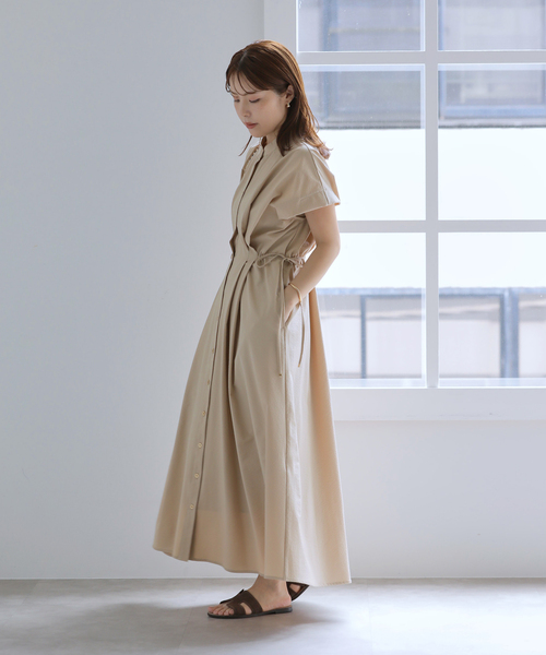 La TOTALITE（ラトータリテ）の「【洗える】フレンチタックシャツワンピース（ワンピース・レディース・ベージュ/ブラック・38/36）」の9枚目の写真