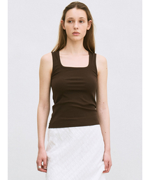 le（ル）の「square neck tank top (brown)（Tシャツ/カットソー）」