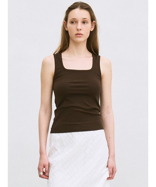 le(ル)の「square neck tank top (brown)(Tシャツ/カットソー・レディース・その他・FREE)」の1枚目の写真