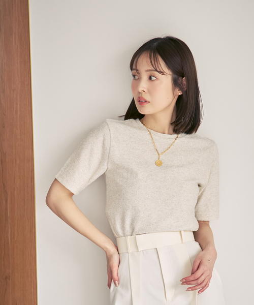 PROTAGONISTA(プロタゴニスタ)の「PROTAGONISTA/プロタゴニスタ クルーネックTシャツ(Tシャツ/カットソー・レディース・ブラック/ライトグレー・FREE)」の13枚目の写真