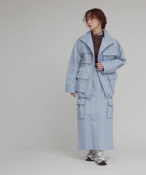 W:Huku(フーク)の「【W:Huku / 撥水 ワッシャーナイロン】カーゴ ロング スカート / Washer Nylon Cargo Long Skirt(スカート・レディース・アイボリー/ブルーグレー/ブラック系その他・FREE)」の10枚目の写真