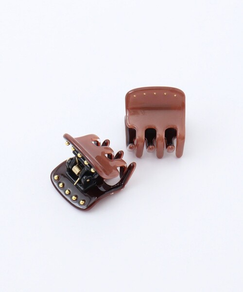 NOLLEY’S（ノーリーズ）の「NOLLEYSスタッズクリップmini-2P（バレッタ/ヘアクリップ・レディース・オフホワイト/ブラウン・FREE）」の2枚目の写真