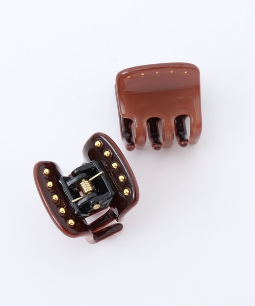 NOLLEY’S（ノーリーズ）の「NOLLEYSスタッズクリップmini-2P（バレッタ/ヘアクリップ・レディース・オフホワイト/ブラウン・FREE）」の4枚目の写真