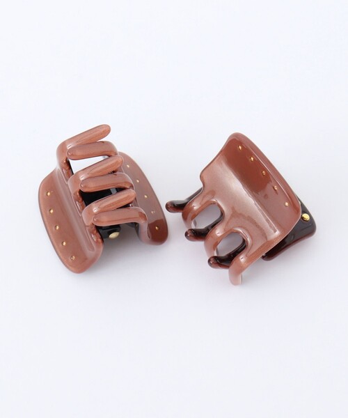 NOLLEY’S（ノーリーズ）の「NOLLEYSスタッズクリップmini-2P（バレッタ/ヘアクリップ・レディース・オフホワイト/ブラウン・FREE）」の5枚目の写真
