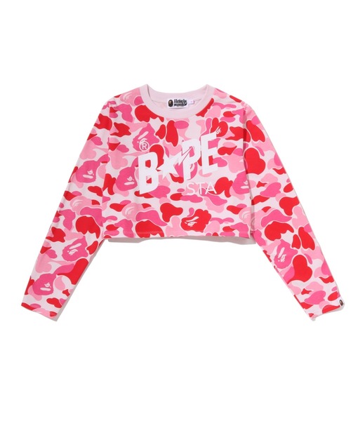 A BATHING APE(アベイシングエイプ)の「ABC CAMO BAPE STA LOGO CROPPED LS TEE(Tシャツ/カットソー・レディース・ブルー/ピンク/グリーン・SMALL/MEDIUM/X-SMALL)」の1枚目の写真