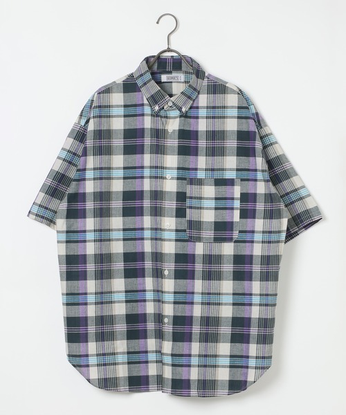 GEORGE'S(ジョージズ)の「バリエーションチェック半袖シャツ(Tシャツ/カットソー・メンズ・ネイビー/ブラック/パープル・MEDIUM/LARGE)」の7枚目の写真