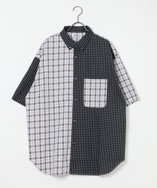GEORGE'S(ジョージズ)の「バリエーションチェック半袖シャツ(Tシャツ/カットソー・メンズ・ネイビー/ブラック/パープル・MEDIUM/LARGE)」の4枚目の写真