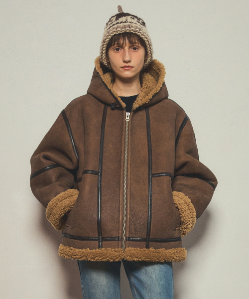 アズノウアズデワン リアルムートンコート 未使用 ② real sheep doubleface mustang jumper_Brown（ムートンコート