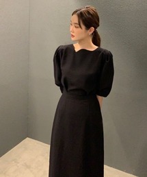 パフスリーブトップススカートセットアップ