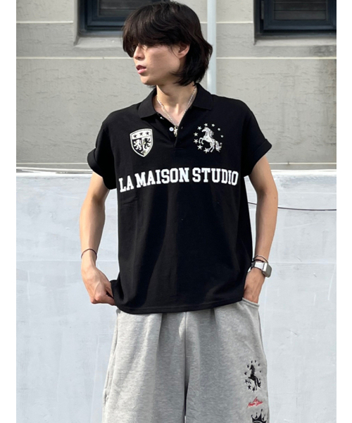 FABULOUS ARCHIVE(ファビュラスアーカイブ)の「スターホース ポロ クロップ 半袖Tシャツ ブラック(FCG2TS818M)(Tシャツ/カットソー・レディース・ブラック・LARGE/MEDIUM)」の2枚目の写真