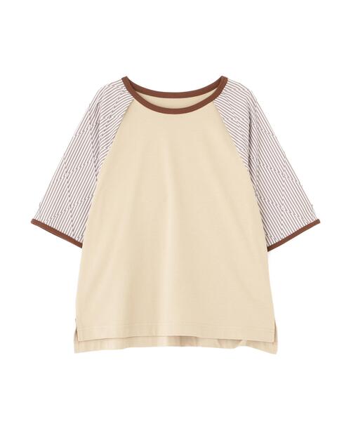 human woman(ヒューマンウーマン)の「◆ラグランスリーブリンガーTシャツ(Tシャツ/カットソー・レディース・ベージュ/ネイビー・MEDIUM)」の17枚目の写真