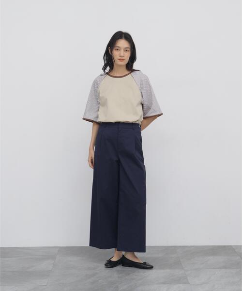human woman(ヒューマンウーマン)の「◆ラグランスリーブリンガーTシャツ(Tシャツ/カットソー・レディース・ベージュ/ネイビー・MEDIUM)」の15枚目の写真