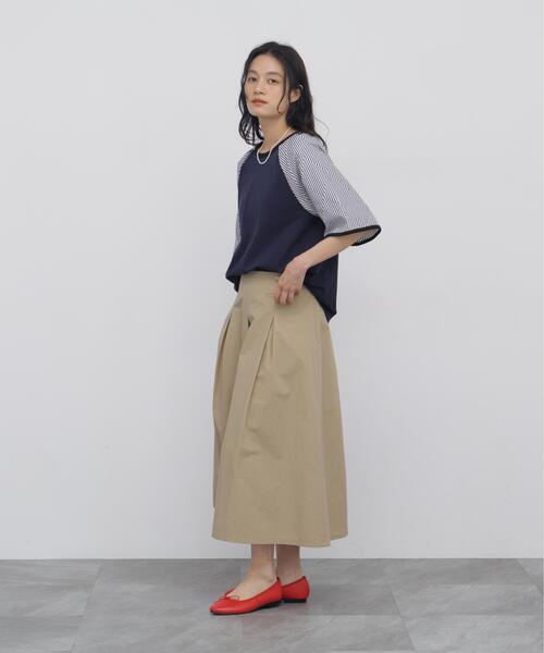 human woman(ヒューマンウーマン)の「◆ラグランスリーブリンガーTシャツ(Tシャツ/カットソー・レディース・ベージュ/ネイビー・MEDIUM)」の10枚目の写真