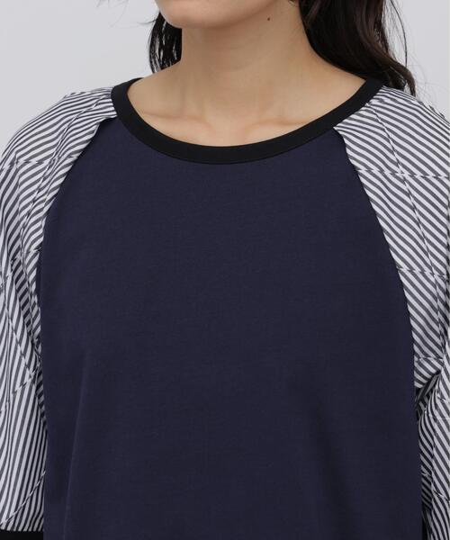 human woman(ヒューマンウーマン)の「◆ラグランスリーブリンガーTシャツ(Tシャツ/カットソー・レディース・ベージュ/ネイビー・MEDIUM)」の6枚目の写真