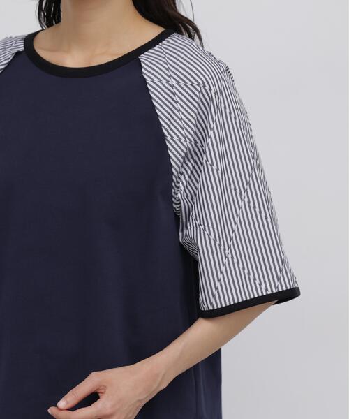 human woman(ヒューマンウーマン)の「◆ラグランスリーブリンガーTシャツ(Tシャツ/カットソー・レディース・ベージュ/ネイビー・MEDIUM)」の5枚目の写真