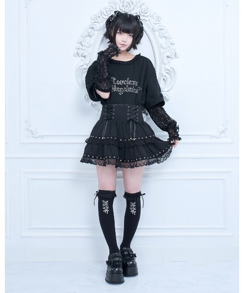 mine by LAFARY(マインバイラファリー)の「エンジェルストーンTシャツ(Tシャツ/カットソー・レディース・ホワイト/ブラック・FREE)」の3枚目の写真