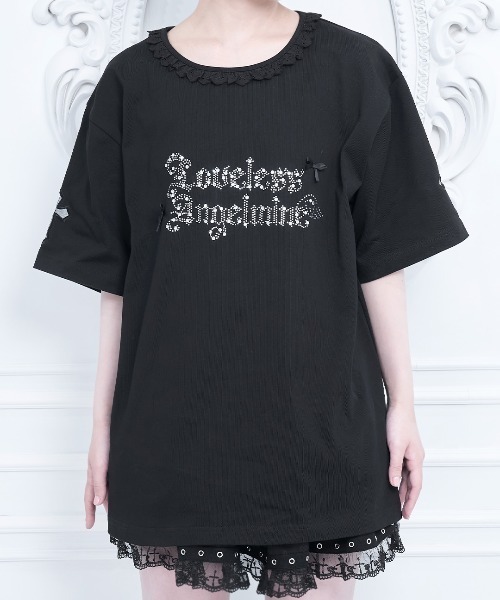 mine by LAFARY(マインバイラファリー)の「エンジェルストーンTシャツ(Tシャツ/カットソー・レディース・ホワイト/ブラック・FREE)」の9枚目の写真