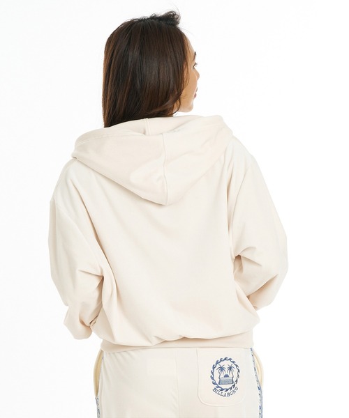 BILLABONG(ビラボン)の「BILLABONG/ビラボン ジップアップ パーカー ベロア セットアップ対応 SURF CAMP PALM 73 ZIP HOODIE BG014011(パーカー・レディース・ブルー/アイボリー/オリーブ・M/L)」の5枚目の写真