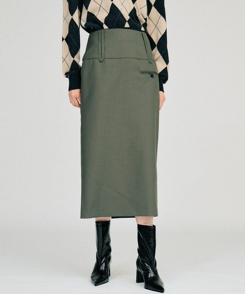 PRANK PROJECT(プランクプロジェクト)の「【2026Autumn Pre-Order】ワイドベルトミディスカート / Wide Belt Midi Skirt(スカート・レディース・カーキ/ブラック/マルチ・38/36)」の2枚目の写真
