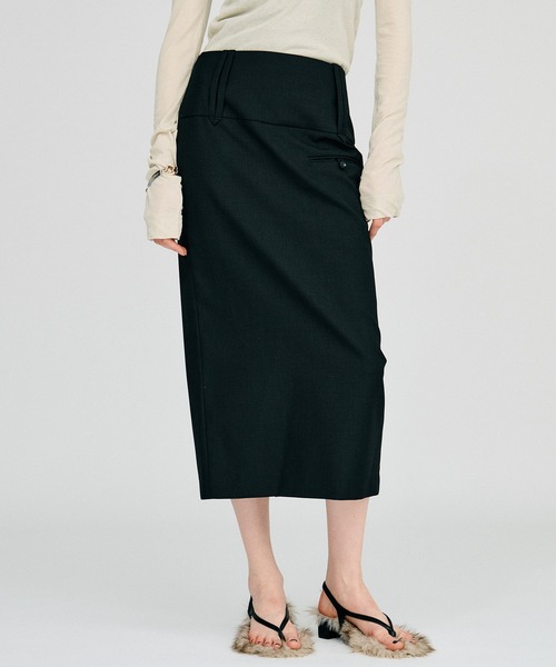 PRANK PROJECT(プランクプロジェクト)の「【2026Autumn Pre-Order】ワイドベルトミディスカート / Wide Belt Midi Skirt(スカート・レディース・カーキ/ブラック/マルチ・38/36)」の1枚目の写真