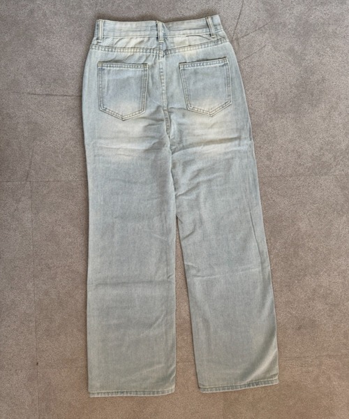 Teem Store（チームストア）の「レース切り替えダメージ加工ストレートデニム（デニムパンツ・レディース・ブルー・M/S）」の7枚目の写真