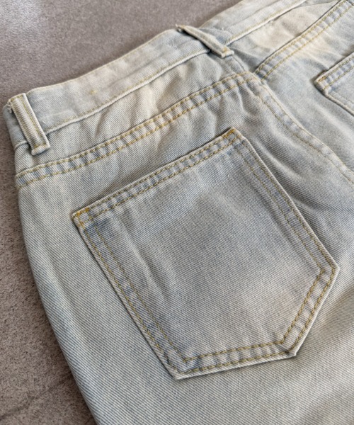 Teem Store（チームストア）の「レース切り替えダメージ加工ストレートデニム（デニムパンツ・レディース・ブルー・M/S）」の9枚目の写真