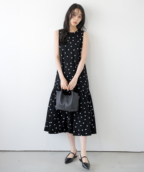 La-gemme（ラジェム）の「ドットノースリーブワンピース（ワンピース・レディース・ネイビー/アイボリー/ブラック・フリー）」の7枚目の写真