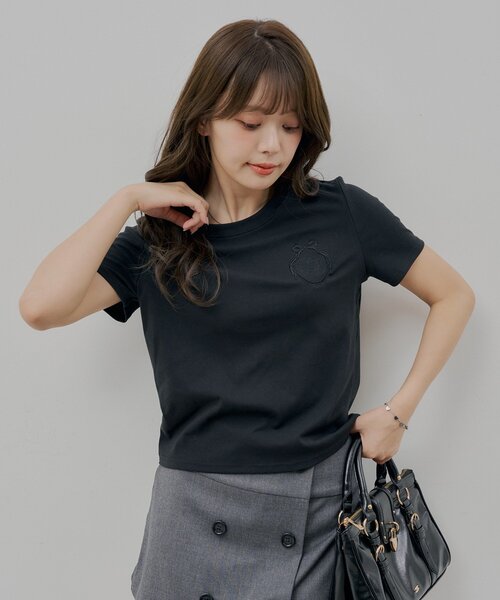 Chico(チコ)の「エンブレムロゴ刺繍T(Tシャツ/カットソー・レディース・グレー/ブルー/ブラック/アイボリー・FREE)」の16枚目の写真