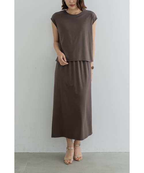 M.deux(エムドゥ)の「セットアップライクカットワンピース(ワンピース・レディース・ブラック/ブラウン・MEDIUM)」の9枚目の写真