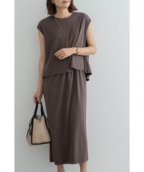 M.deux(エムドゥ)の「セットアップライクカットワンピース(ワンピース・レディース・ブラック/ブラウン・MEDIUM)」の5枚目の写真