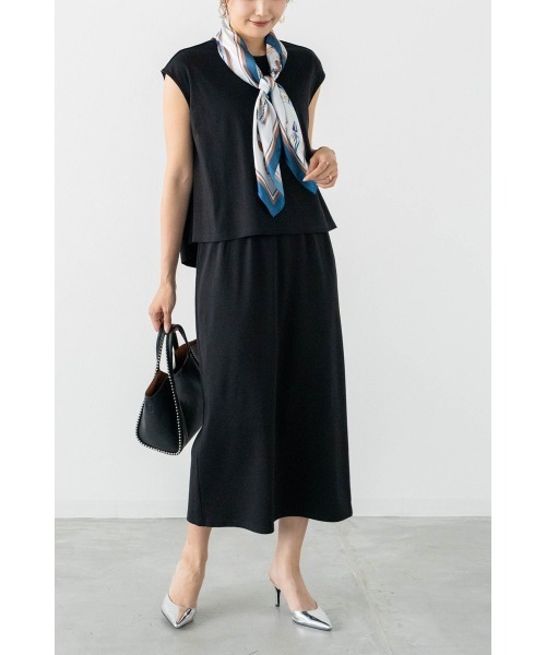 M.deux(エムドゥ)の「セットアップライクカットワンピース(ワンピース・レディース・ブラック/ブラウン・MEDIUM)」の4枚目の写真