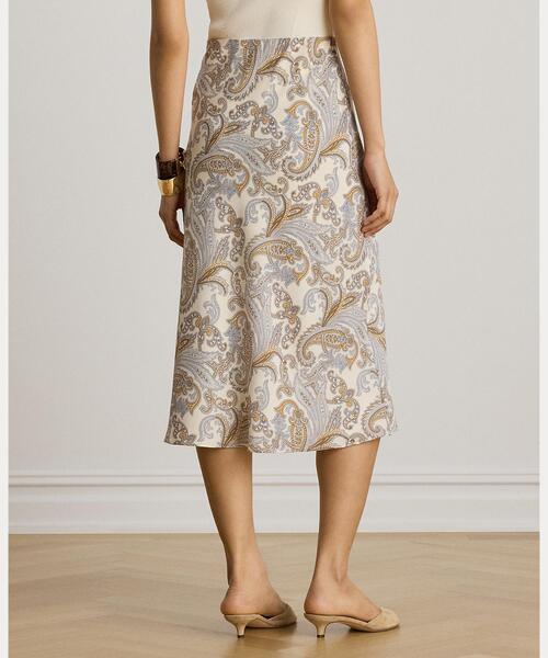 LAUREN RALPH LAUREN(ローレン ラルフ ローレン)の「ペイズリー クレープ ミディ スカート(スカート・レディース・ホワイト・2/0/4/6/00)」の4枚目の写真
