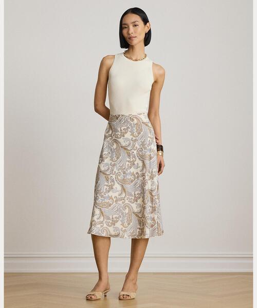LAUREN RALPH LAUREN(ローレン ラルフ ローレン)の「ペイズリー クレープ ミディ スカート(スカート・レディース・ホワイト・2/0/4/6/00)」の6枚目の写真