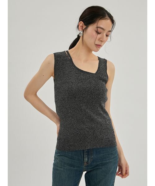 Mila Owen(ミラオーウェン)の「シルクブレンドニットタンクトップ(タンクトップ・レディース・ブラック/アイボリー/マルチ/バーガンディー・F)」の13枚目の写真
