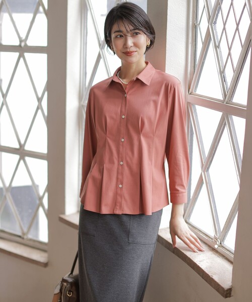 J.PRESS(ジェイプレス)の「【WEB限定】シャツジャージー カットソー(Tシャツ/カットソー・レディース・スカイブルー系/オールドローズ系/黄土色系・T13/T15)」の4枚目の写真