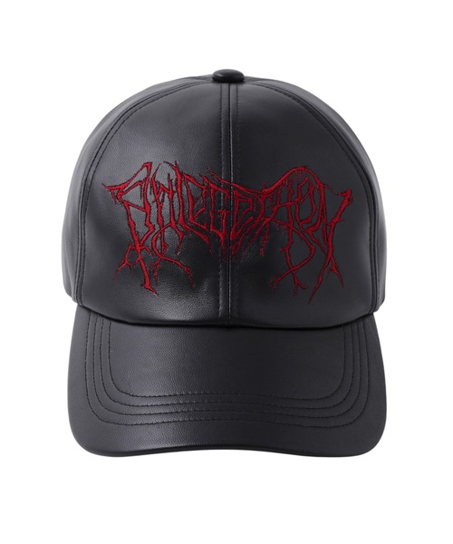 JOHN LAWRENCE SULLIVAN(ジョンローレンスサリバン)の「EMBROIDERED LEATHER CAP(キャップ・メンズ・ブラック・ONE SIZE)」の1枚目の写真