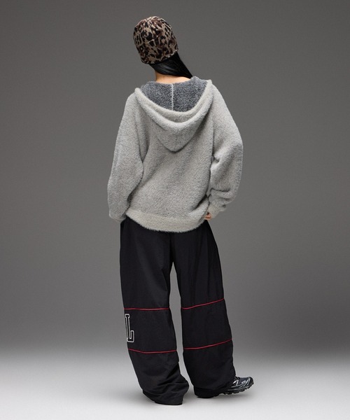 X-girl(エックスガール)の「LOGO AND STAR WIDE LEG TRACK PANTS(その他パンツ・レディース・ブラック/オフホワイト・M/S)」の5枚目の写真