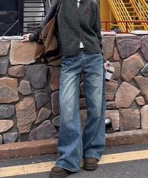 ビジュースタッズ ワイドデニムパンツ