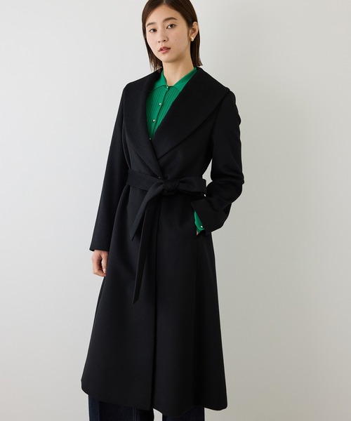 ROPE'(ロペ)の「プレミアムカシミヤショールカラーコート/逸品・冬コート・ウールコート・逸品・26AW(ステンカラーコート・レディース・ダークブラウン/ブラック/キャメル・34/36/38)」の14枚目の写真