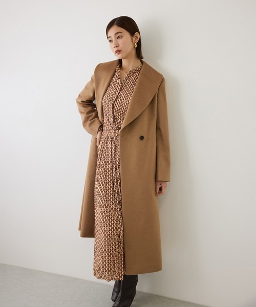 ROPE'(ロペ)の「プレミアムカシミヤショールカラーコート/逸品・冬コート・ウールコート・逸品・26AW(ステンカラーコート・レディース・ダークブラウン/ブラック/キャメル・34/36/38)」の5枚目の写真